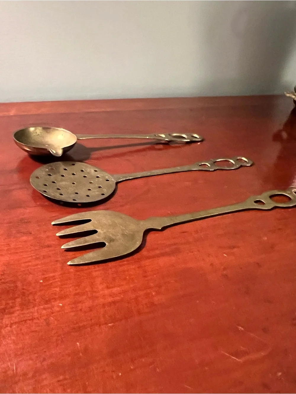 Vintage Brass Kitchen Serving Utensils - Set of 3